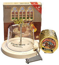 Girolle Original Schweizer Käsehobel mit Frischehaube ganzer Tete de Moine Gold