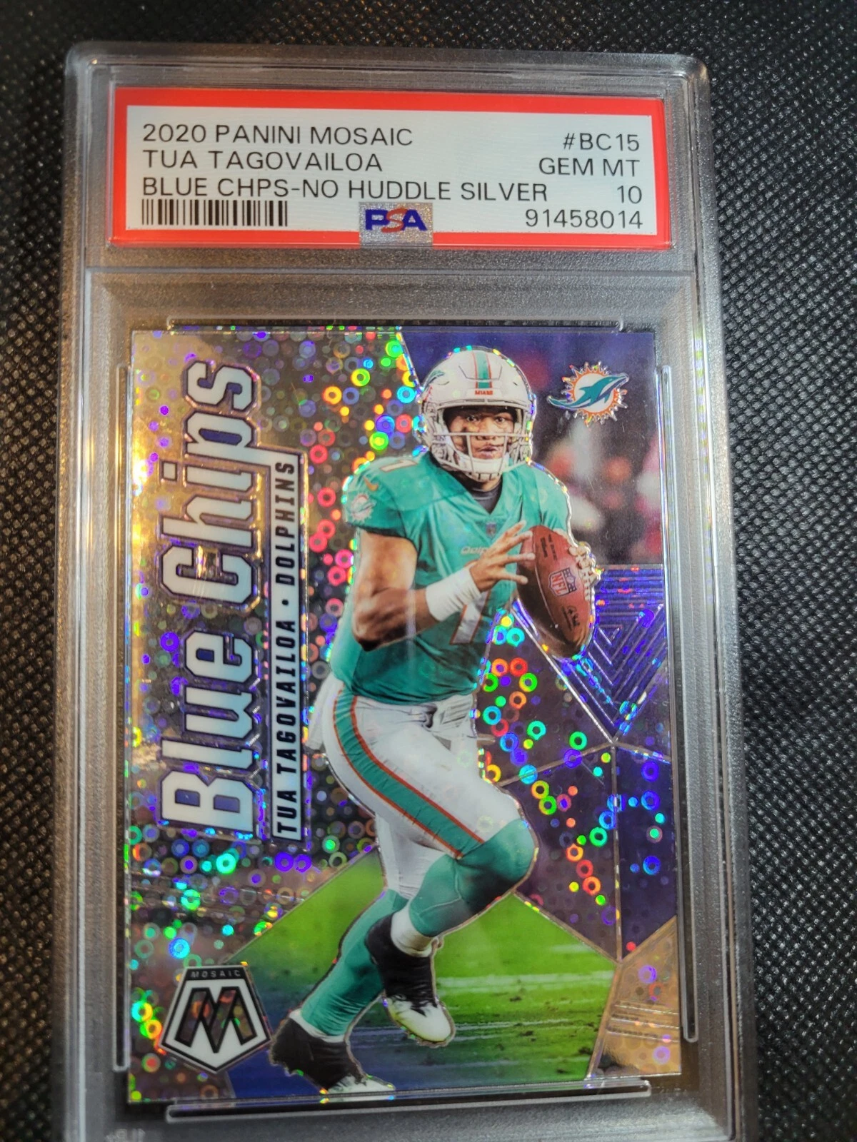 Tua Tagovailoa Panini Mosaic Blue Chips #BC15 No Huddle Silver