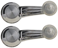 2 Manual Window Crank Handles Chrome Clear Knob for Corvette Monte Carlo Impala