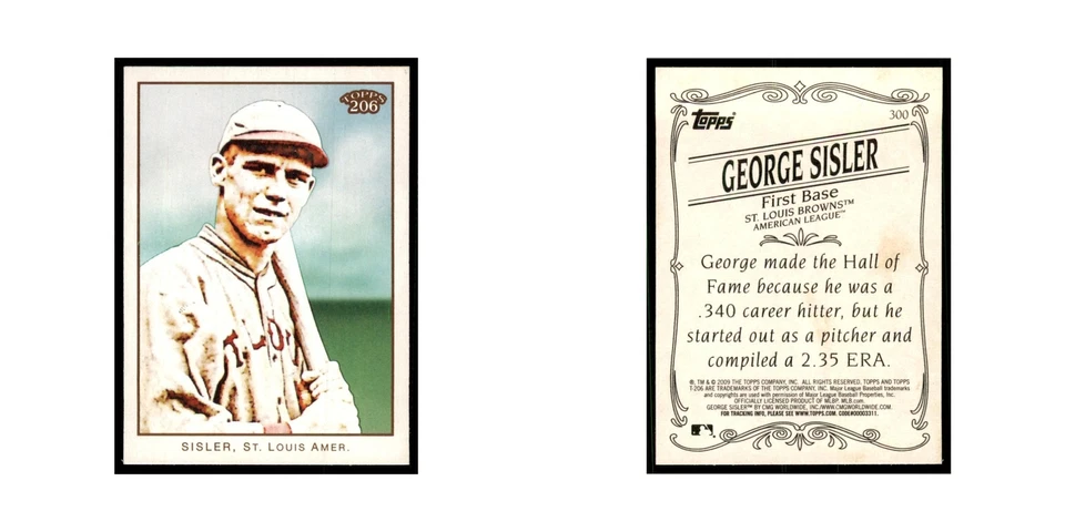 2009 Topps 206 George Sisler Baseball Cards #300 - Image 3 of 3