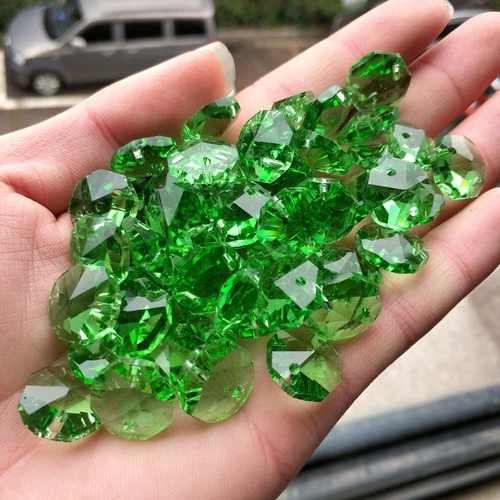 50Pc 14MM Octagon Faceted Glass Crystal Prism Window Decoration Beads Lamp Parts - Picture 2 of 16