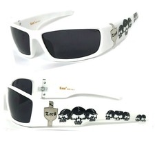 Locs Men Cholo Sunglasses w/ Free Pouch - White Frame Smoke Lens LC55