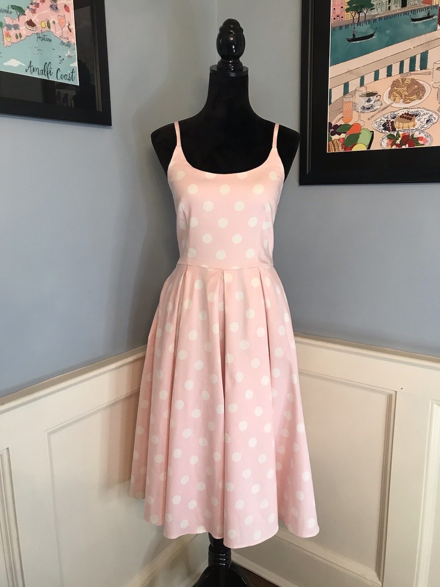 The Pretty Dress co Pink White Polka Dot Retro Vintage Style Midi Dress Sz  US8 | eBay