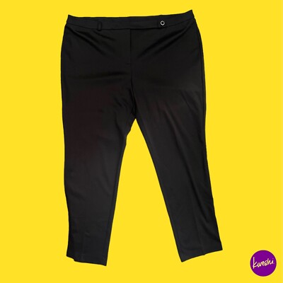 V BY VERY Women's Smart Ponte Slim Leg Trousers, Belt Loop, Zip Up, Black, UK 20