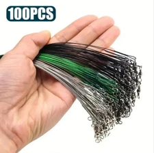 100pcs Trace Wire Leader Stainless Steel Fishing Line Leaders With Snap & Swivel