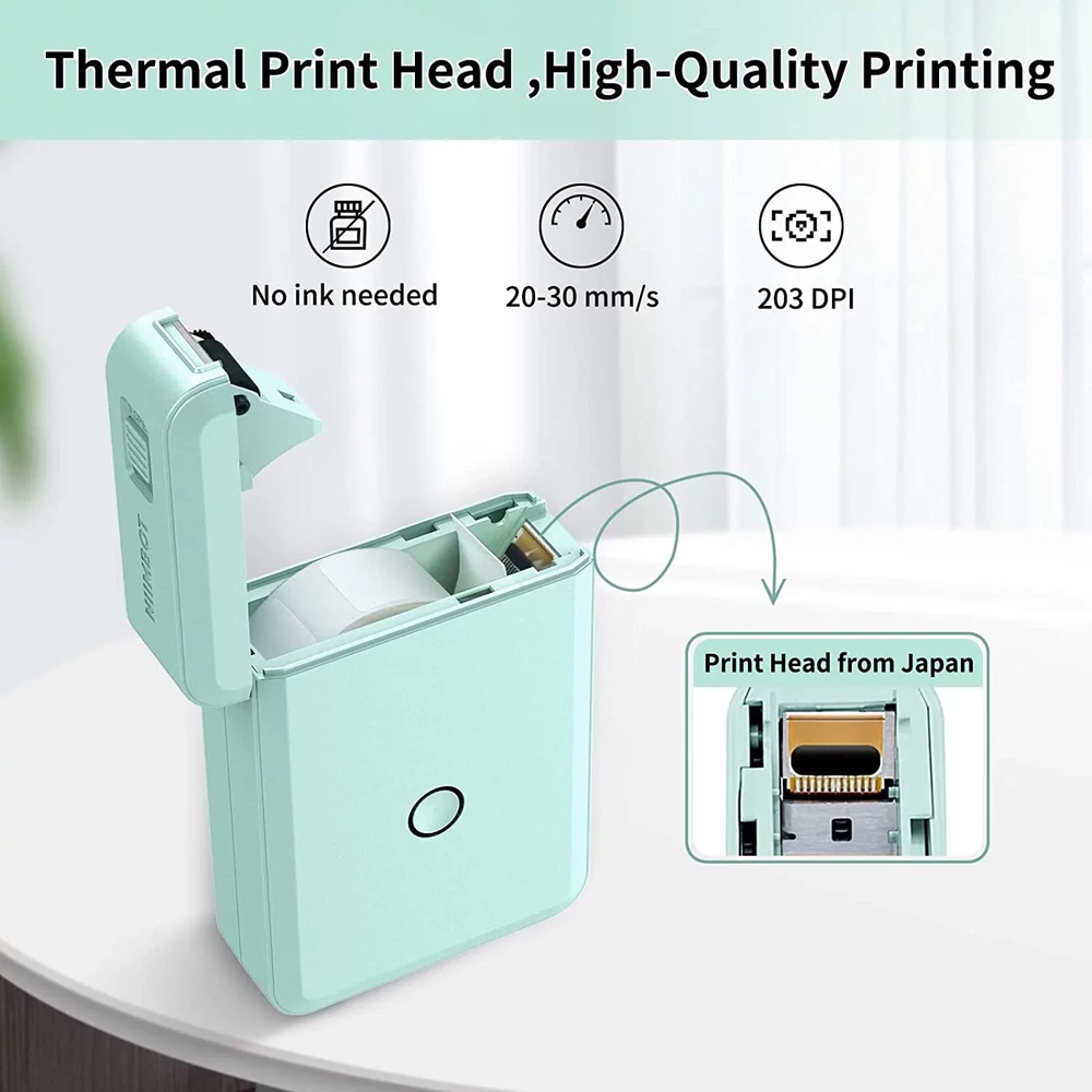 Portable Bluetooth Label Maker with 1 Green Tape for Office or Home Use Portable Bluetooth Label Maker with 1 Green Tape for Office or Home Use