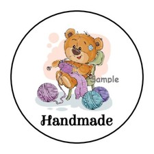 30 HANDMADE TEDDY BEAR ENVELOPE SEALS LABELS STICKERS 1.5" ROUND HAND MADE