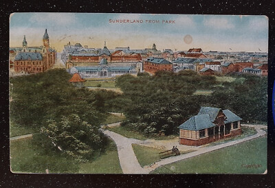 (GB-8030)GB 1906 Vintage Postkarte EVII 1/2 d Sunderland Blick aus dem Park