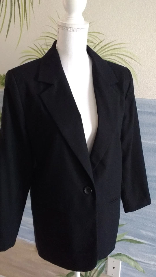 Chaqueta Blazer Briggs Petite Negra Lana Talla 8P Z4 Foto 2 de 4