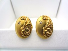Antique Victorian Repousse Bean Back Cufflink...