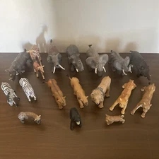 Vintage Lot of 18 Schleich & Safari Ltd. African Wild Animals Lions Elephants