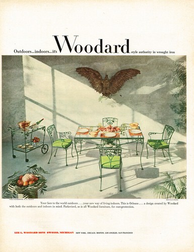 MCM Woodard Orleans Wrought Iron Outdoors and Indoors Furniture 1953 Magazine Ad