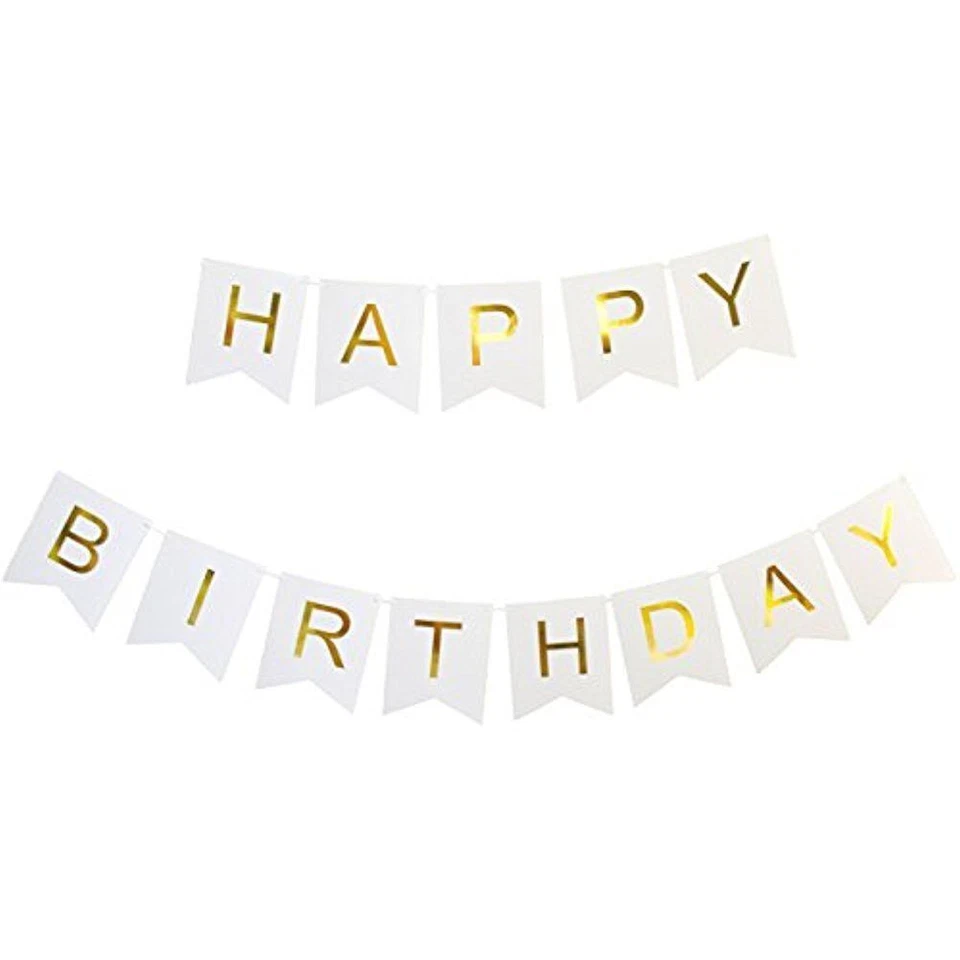 Glitter letras douradas feliz aniversário guirlanda festa pendurada banner decoração - Imagem 3 de 4