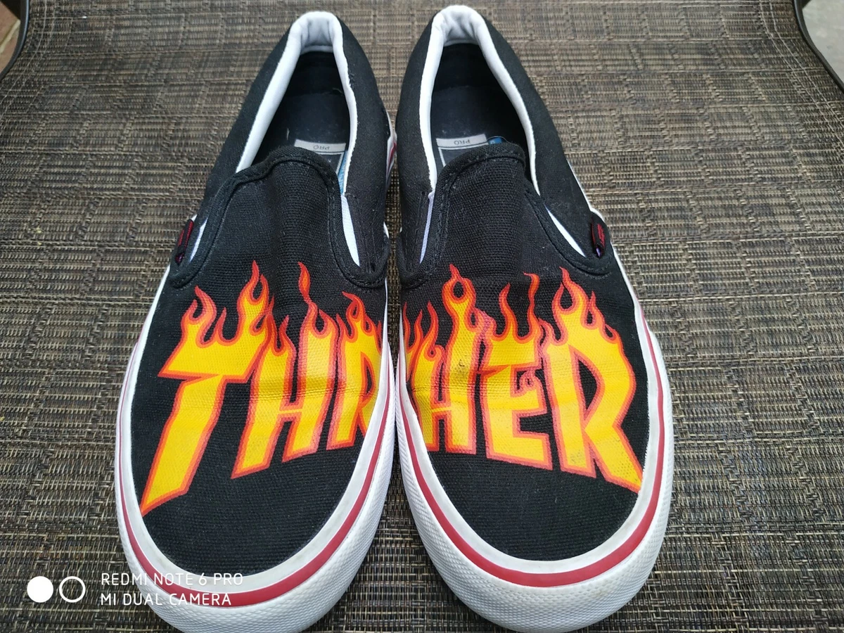 Vans x Black White Flame Logo Classic Skate Sneakers Mens 6 | eBay