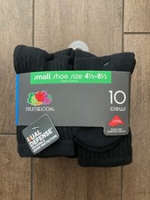 Fruit of the Loom Youth Dual Defense 10 Pairs of Socks CREWS - BLACK