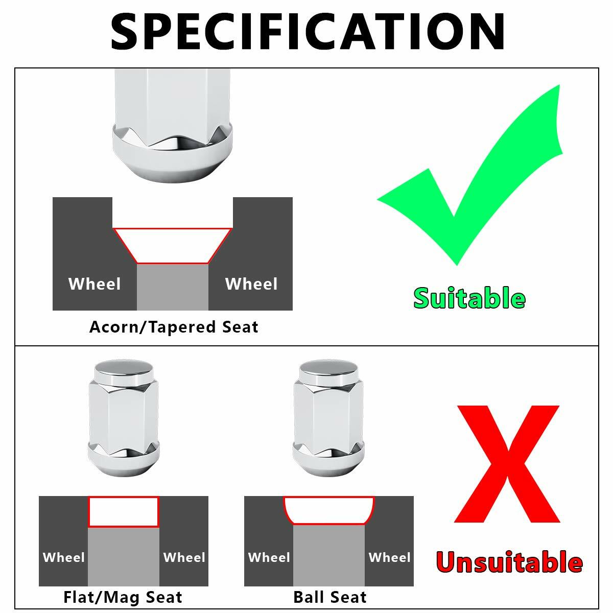 20 Chrome Lug Nuts 14x1.5 Mopar Dodge Challenger Charger Magum 5x115