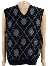 Polo Ralph Lauren Golf Argyle Print Lambs Wool Knit Sweater Vest Vintage Large