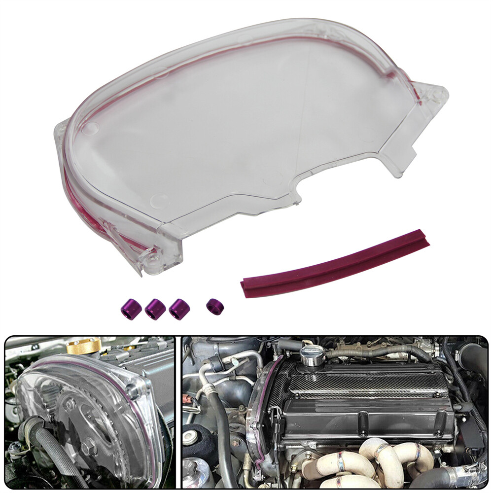 Clear Timing Belt Pulley Cover For Mitsubishi Lancer Evolution 4G63 EVO4 5 6 7 8 6971232771263