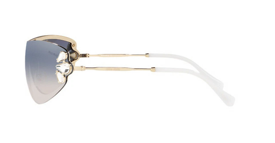 Очки солнцезащитные MIU MIU 66US ZVN5RO бледно-золотистые светло-голубые зеркальные серебристые кристаллы  - Изображение 3 из 4