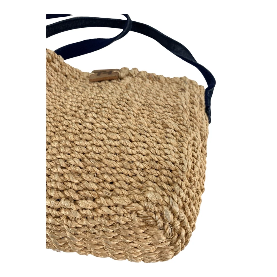 De Colección Tommy Hilfiger Años 90 Y2K Denim Tejido Paja Cesta Bolso Bolso Cartera Mini Bolso de Mano Foto 2 de 4