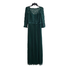 David's Bridal Lace & Chiffon Bridesmaid Formal Dress - Green (Size 6)