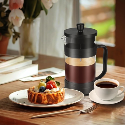 KOOYAT Cafetiere French Press Kaffeemaschine mit Fassungsvermögen 600ml / 2 Tassen Schwarz - Bild 5 von 6