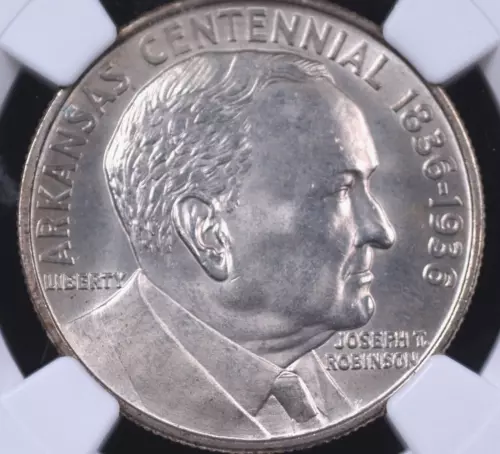 1936 ROBINSON ARKANSAS COMMEMORATIVE HALF DOLLAR NGC MS64 GLASSY SMOOTH SILVER