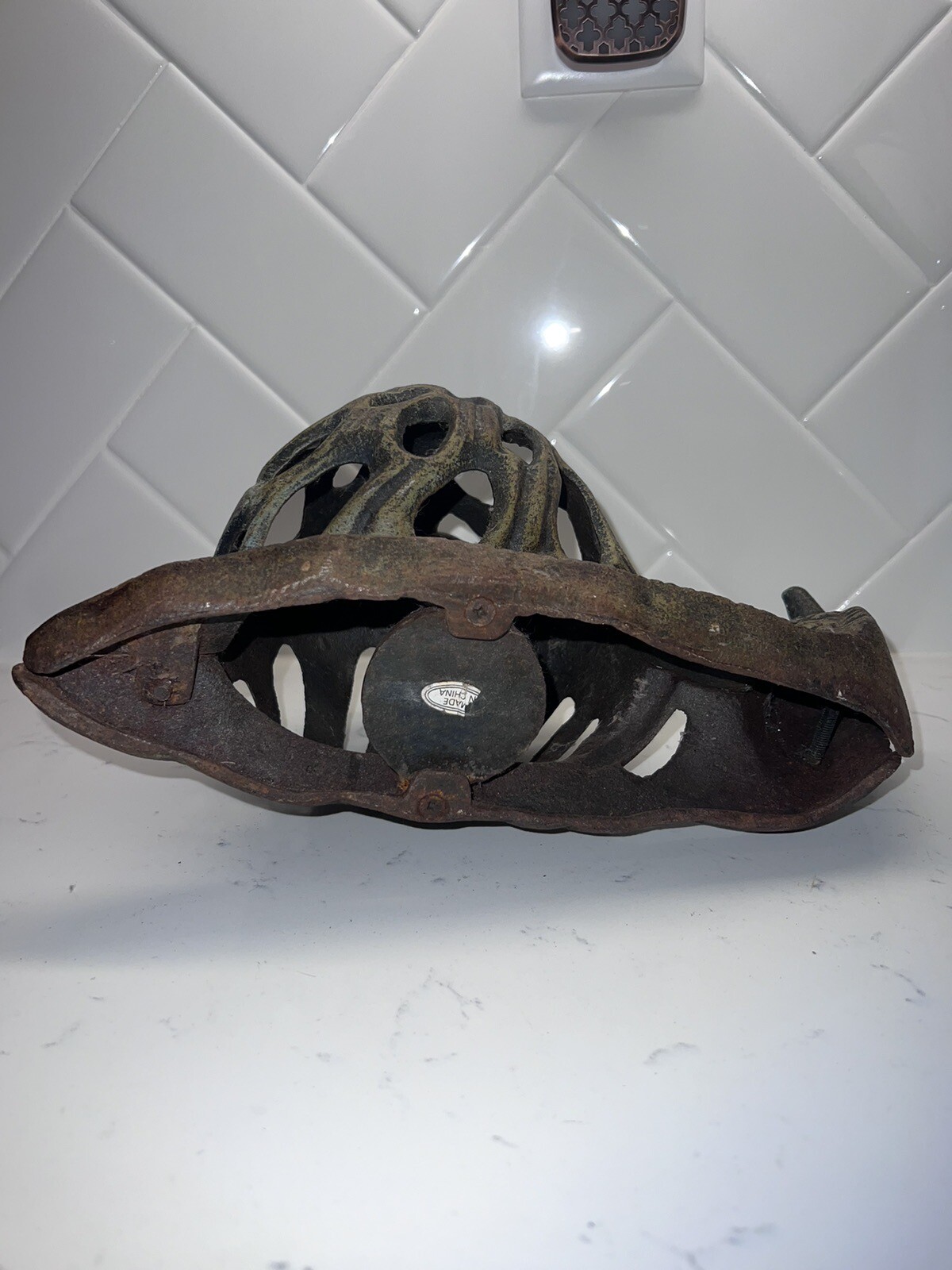 10" Vintage Cast Iron Snail Hanging Garden Lantern Candle Holder