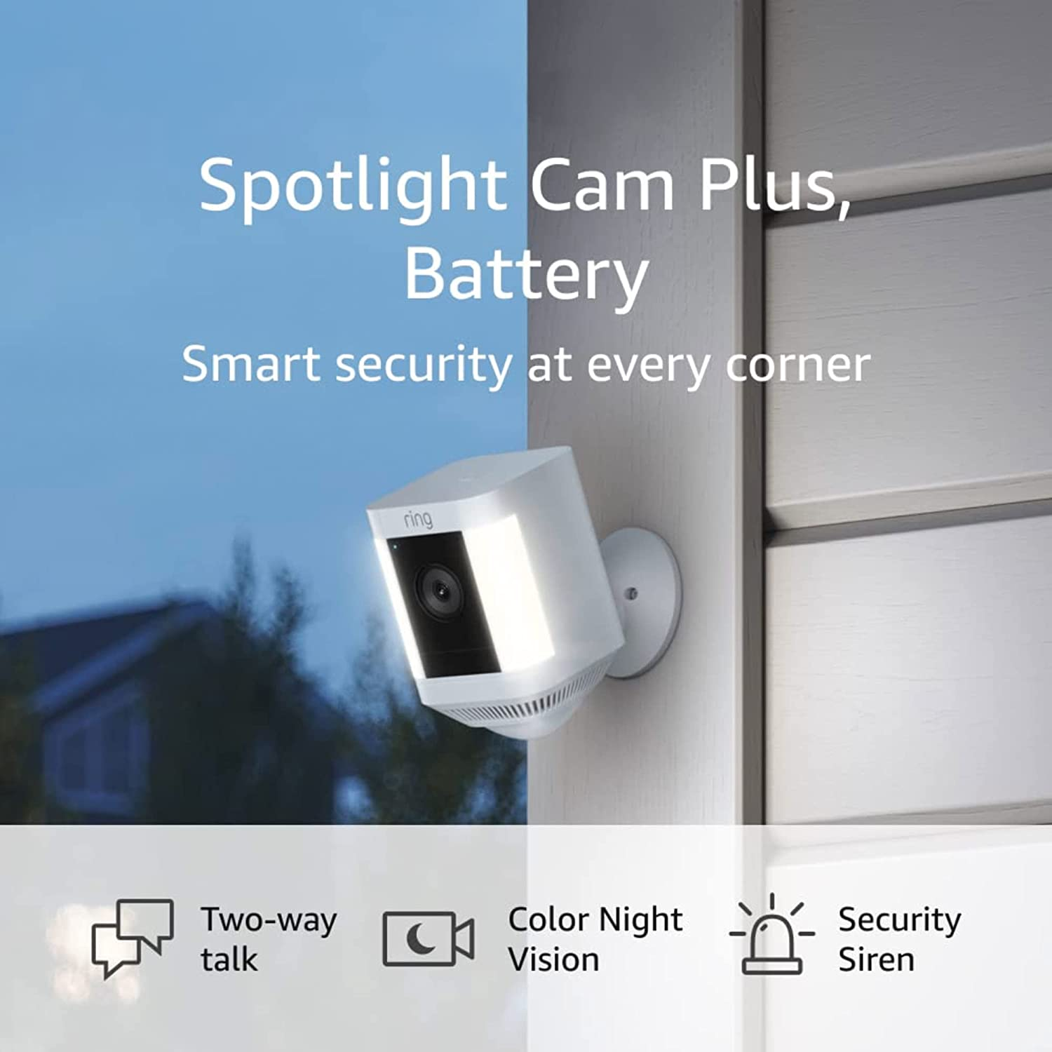 Spotlight Cam Plus, Battery | Two-Way Talk, Color Night Vision, and Security Sir