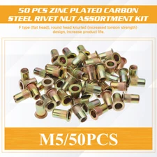 50pcs Set Rivet Nut Kit Mixed Color Zinc Rivnut Insert Nutsert Threaded M5