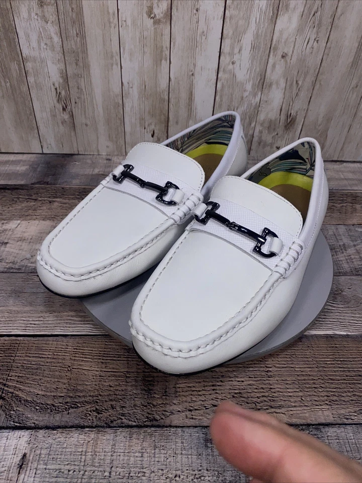 Mocasines de conducción de cuero blanco La Milano Sage para hombre talla 8 Foto 2 de 4