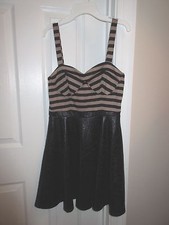 DRESS - Charlotte Russe - Sleeveless - Stripe - Black/Beige - Medium - NWT