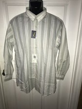 VAN HEUSEN LONG SLEEVE STRIPED MODERN FIT DRESS SHIRT L 16 - 16 1/2 32-33 NEW  