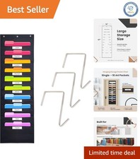 Black 10-Pocket Chart for Classroom - Durable Hanging File Organizer