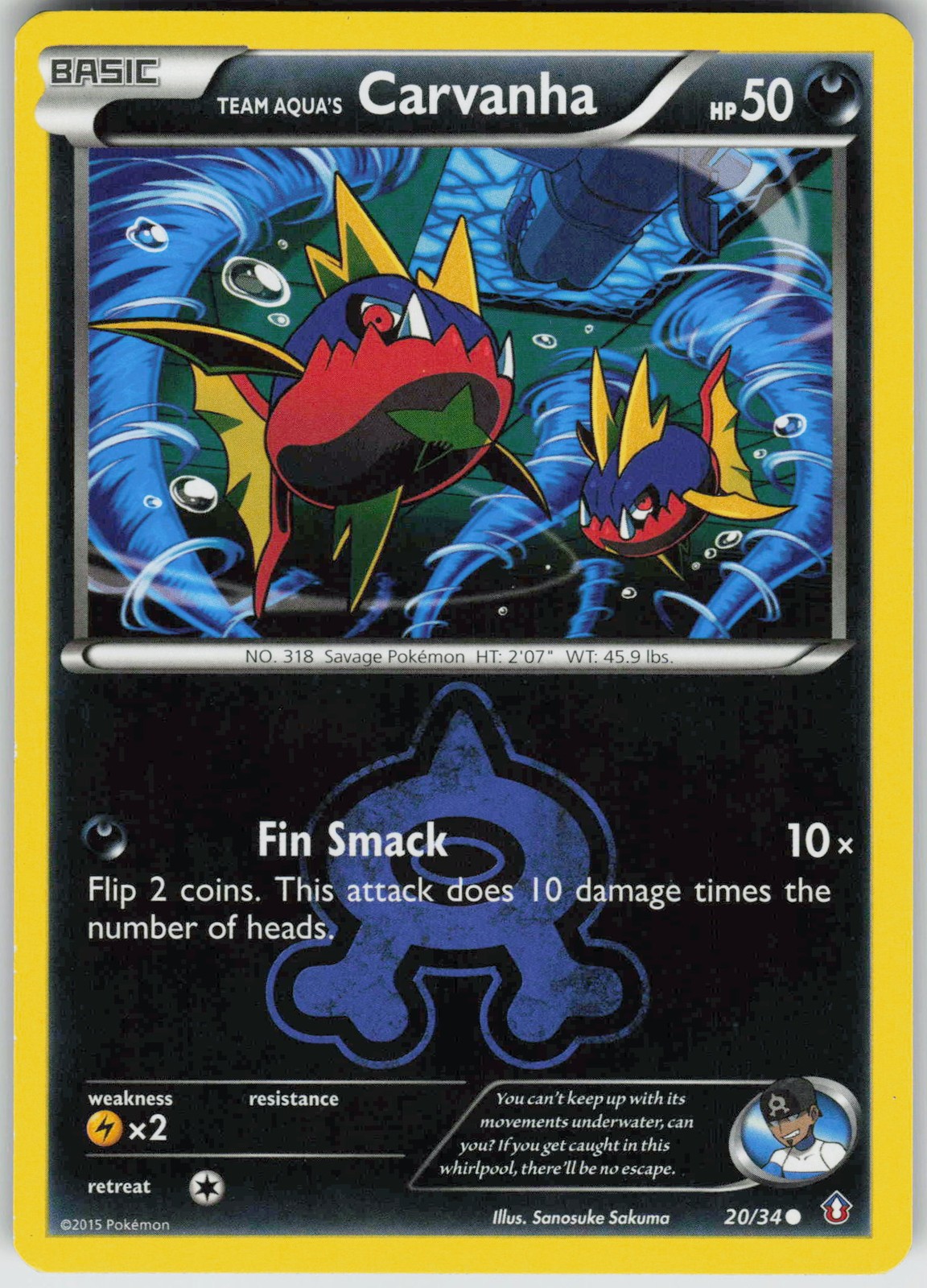 Pokemon Team Aqua's Carvanha 20/34 Double Crisis Common NM