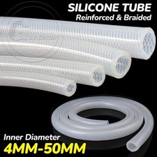 SILICONE HOSE Clear Flexible Reinforced Braided Food Grade OIL WATER Tube Pipe