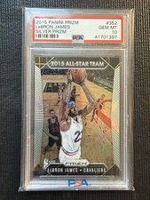 2015 PANINI PRIZM LEBRON JAMES PSA 10 SILVER PRIZM #352