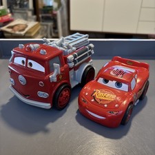 Disney Pixar Cars Shake N Go - Lightning McQueen 2005 Fire Truck 2007 - Works