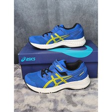 NWB Asics Contend 5 PS Blue Yellow Running Shoes Kids Size 1.5