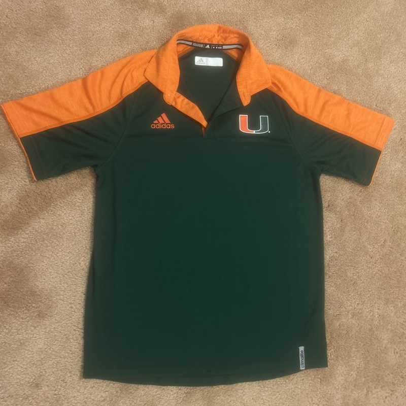 Adidas Climalite University of Miami Hurricanes Polo Shirt Top Mens Medium