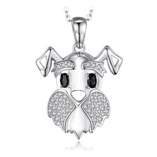 Schnauzer Terrier Dog Puppy Pet Lover Cute Necklaces for Women, Genuine Black Sp