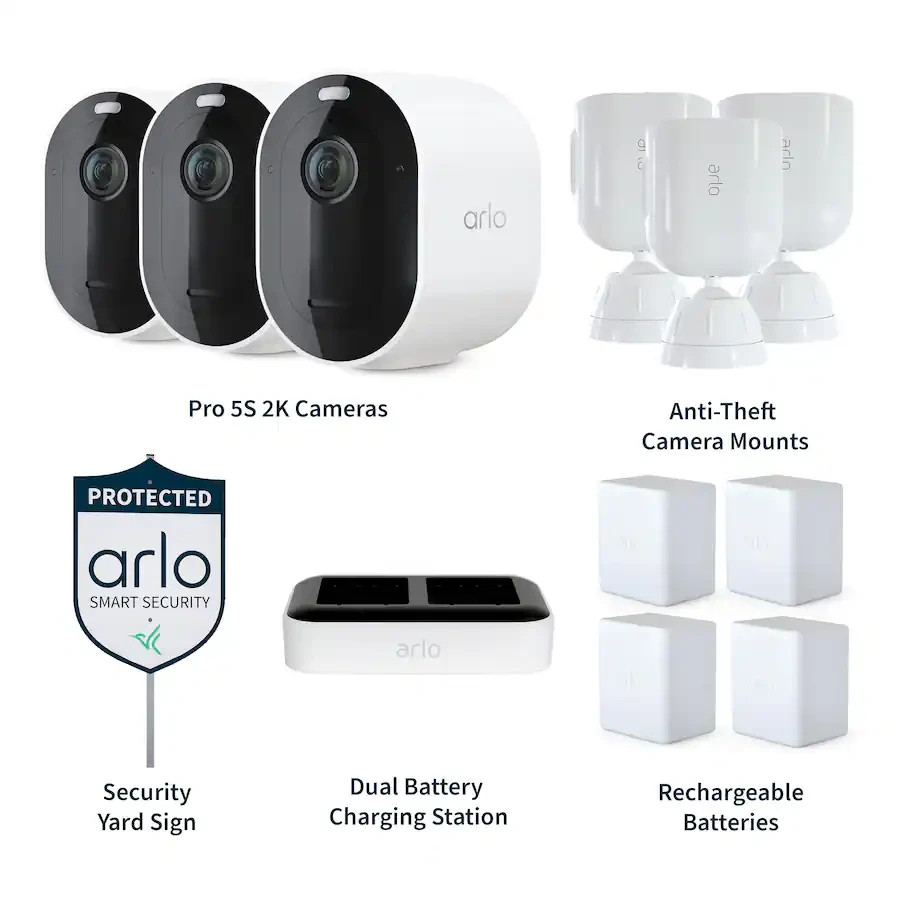 ✅New Sealed✅ Arlo Pro 5S 2K 3 Wireless In/Outdoor Security Cameras Bundle White