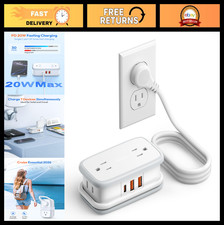 20W Travel Power Strip - 4 Outlets  3 USB Ports, Cruise Approved, 4FT Cord