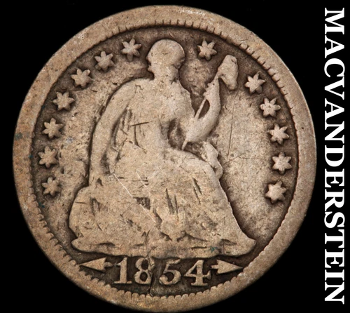 1854 Seated Liberty Half Dime- Scarce Better Date No Reserve #J587