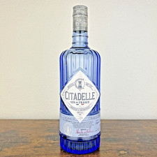 Citadelle Dry Gin Empty Liquor Bottle 1L Blue Embossed Glass w/ Cap French Bar