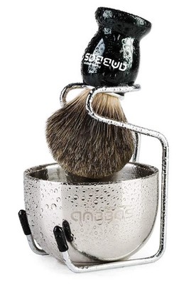 Pure Badger Shaving Brush with Wood Handle,Stainless Steel Shaving Stand and Soa