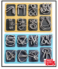 16 PCS Type A B Different Brain Teaser Metal Wire Puzzles IQ Challenge Magic Tri
