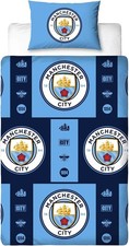 Image of Manchester City FC Single Duvet Cover Set Official Reversible Bedding Polycotton
