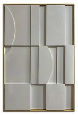 3D White Textured Wall Art, Handmade Verical Abstract Relief Wall Art Framed ...