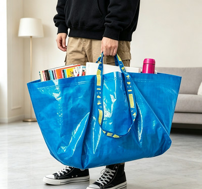 IKEA  Shopping Bag  Large Size Blue Sturdy Laundry Grocery Durable-19Gal